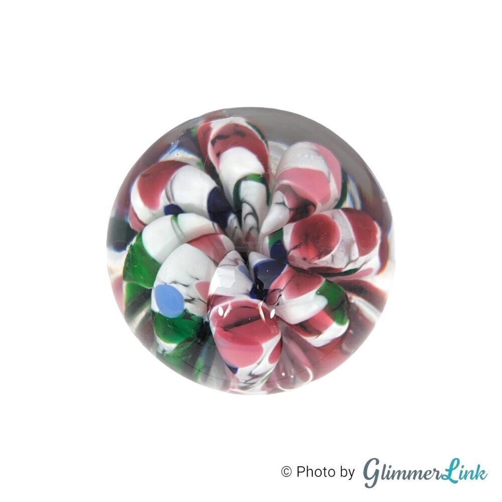 Vintage Murano Style Art Glass Paperweight Multicolor Floral Design - Picture 2 of 10